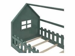 Merax Cama cabina 90 x 200 cm, cama infantil con ventana, Madera de pino, Somier de láminas,
