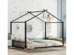 New Cama cabina 140 x 200 cm con cabecero - cama infantil - metal - somier de láminas - Cama Montessori