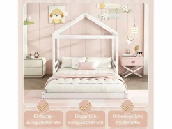 Sale Merax Cama cabina 140 x 200 cm con cabecero - pino + MDF - somier - para niños - (sin colchón) Blanco