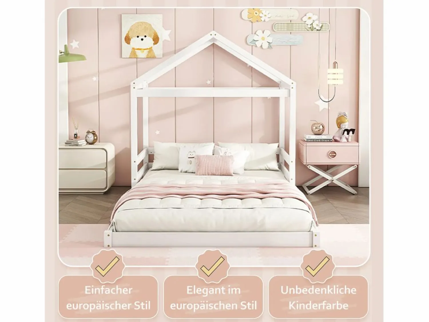 Sale Merax Cama cabina 140 x 200 cm con cabecero - pino + MDF - somier - para niños - (sin colchón) Blanco