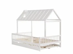 Online Merax Cama cabina 120 x 200 cm con cama nido 120 x 190 cm - Madera de pino + MDF - Blanco