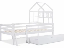 Merax Cama cabina 90 x 200 cm con escalera y cajones - madera maciza -