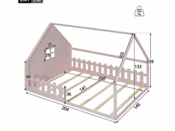 Merax Cama cabina 140 x 200 cm con ventana - Madera de pino + MDF - Somier de láminas incluido -