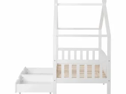 Online Merax Cama cabina con 2 cajones - 90 x 200 cm - madera de pino - somier de láminas - Blanco