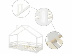 ModernLuxe Cama cabina con rejilla protectora - 90x200cm - madera maciza -