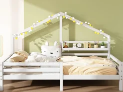 Sale Merax Cama cabina para niños - 90 x 200 cm - estante de almacenamiento - somier - Blanco