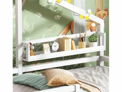 Sale Merax Cama cabina para niños - 90 x 200 cm - estante de almacenamiento - somier - Blanco
