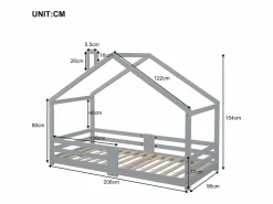 Outlet Merax Cama cabina para niños 90 x 200 cm - madera maciza de pino - barrera y somier - Gris