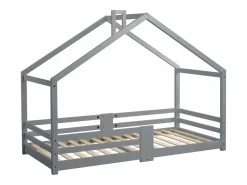 Outlet Merax Cama cabina para niños 90 x 200 cm - madera maciza de pino - barrera y somier - Gris
