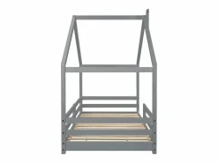 Outlet Merax Cama cabina para niños 90 x 200 cm - madera maciza de pino - barrera y somier - Gris