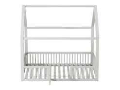 Sale Merax Cama cabina para niños o bebés - 140 x 200 cm - barreras y puerta - somier incluido - madera blanca Blanco