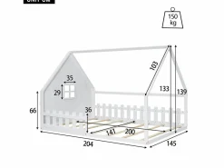 Clearance Cama cabina 140x200 cm - Cama infantil con barandillas de seguridad y somier - pino y MDF - Cama Montessori