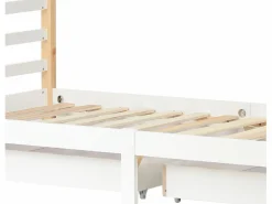 Clearance ModernLuxe Cama cabina 90x200 cm de madera maciza con 2 cajones - Natural & White Color natural claro / Blanco