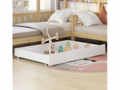 Discount ModernLuxe Cama cabina 90x200cm + 140x70cm de madera maciza - con cajones y estantes + somier - Natural Color natural claro