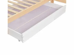 Discount ModernLuxe Cama cabina 90x200cm + 140x70cm de madera maciza - con cajones y estantes + somier - Natural Color natural claro