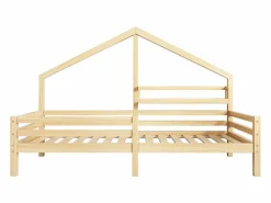 New ModernLuxe Cama cabina 90x200cm de madera maciza - con estantes - Natural Color natural claro