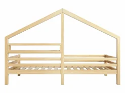 New ModernLuxe Cama cabina 90x200cm de madera maciza - con estantes - Natural Color natural claro