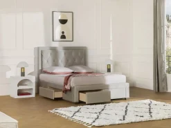 Online Vente-unique Cama cajones LEOPOLD Terciopelo color - 160 x 200 cm Beige