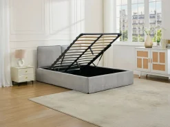 Discount Vente-unique Cama canapé con funda extraíble queen size 160 x 200 cm de tela + colchón - TENESE Gris claro