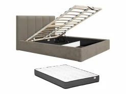 Clearance Cama canapé king size 200 x 200 cm de tela + colchón - KILACLO Cama Con Canapé