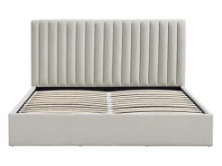 New Vente-unique Cama canapé king size 180 x 200 cm en tela - SARANELI Gris claro