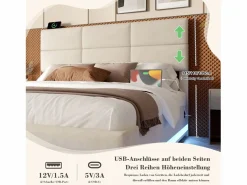 Merax Cama canapé tapizada - 160 x 200 cm - cabecero regulable - con USB + LED - almacenaje hidráulico - terciopelo -