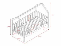 Hot Cama casita con barandilla + cama elevable madera 90x190cm Cama Montessori