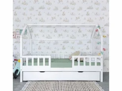 Hot Cama casita con barandilla + cama elevable madera 90x190cm Cama Montessori