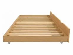 Hot Cama casita con barandilla + cama de arrastre madera pino 90x190cm Beige
