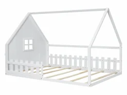 Hauss Spole Cama casita infantil 140x200 cm con barandilla y barra tipo casa, madera de pino, (sin colchón)