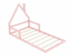 Hauss Spole Cama casita infantil 90x200 cm, en pino con base, diseño casa, fácil de montar (sin colchón) Rosa
