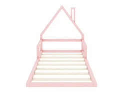 Hauss Spole Cama casita infantil 90x200 cm, en pino con base, diseño casa, fácil de montar (sin colchón) Rosa