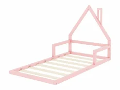 Hauss Spole Cama casita infantil 90x200 cm, en pino con base, diseño casa, fácil de montar (sin colchón) Rosa