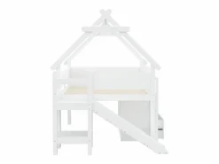 Online Cama casita infantil 90x200 cm - con tobogán de seguridad - con 2 cajones - con barreras de seguridad - ​ (colchón no incluido) Cama Alta