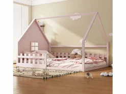 Sale Cama casita infantil 140x200 cm con barreras de seguridad, (sin colchón) Cama Montessori