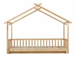 Hauss Spole Cama casita infantil 90/180x200 cm con cama nido, acabado madera natural clara, sin colchón
