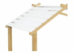 ModernLuxe Cama casita infantil 90x190cm - con somier de láminas - diseño de cabaña de troncos - Madera maciza + MDF - Natural