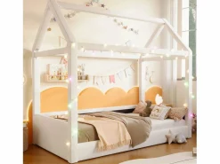 Best Cama casita 90x200cm - con tira de luz LED - Diseño de techo - MDF - (colchón no incluido) Cama Montessori