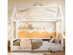 Best Cama casita 90x200cm - con tira de luz LED - Diseño de techo - MDF - (colchón no incluido) Cama Montessori