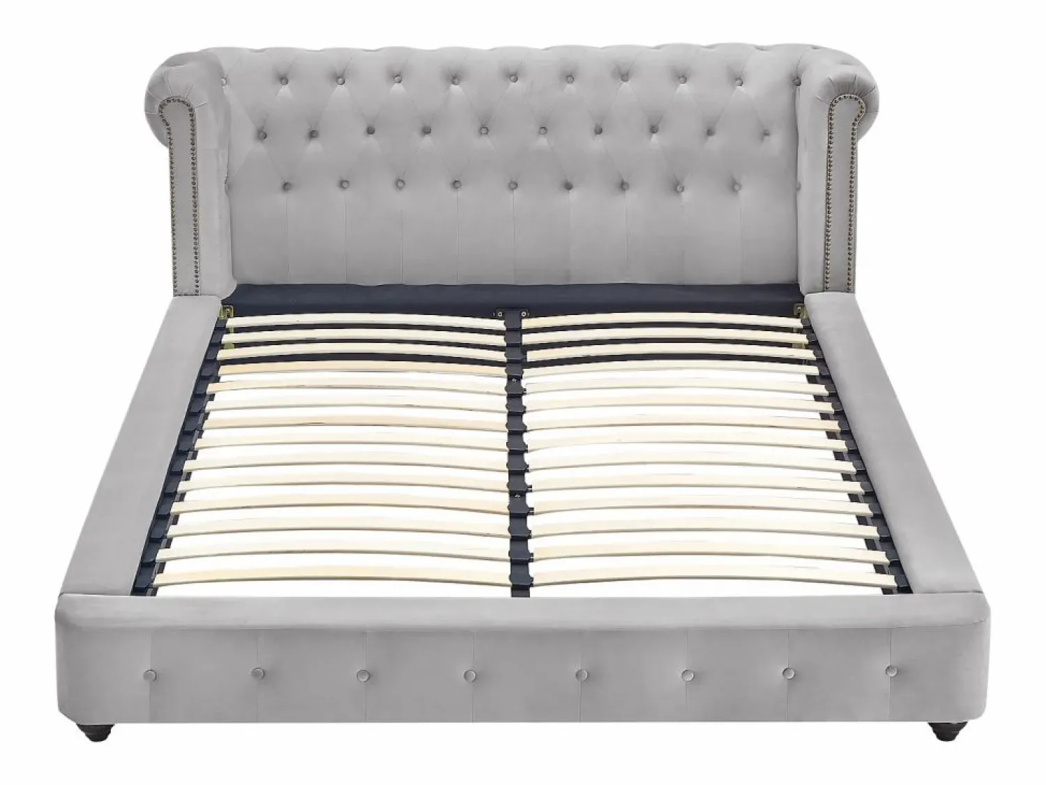 Sale Vente-unique Cama chesterfield 160 x 200 cm pana - TONGERLA Gris claro
