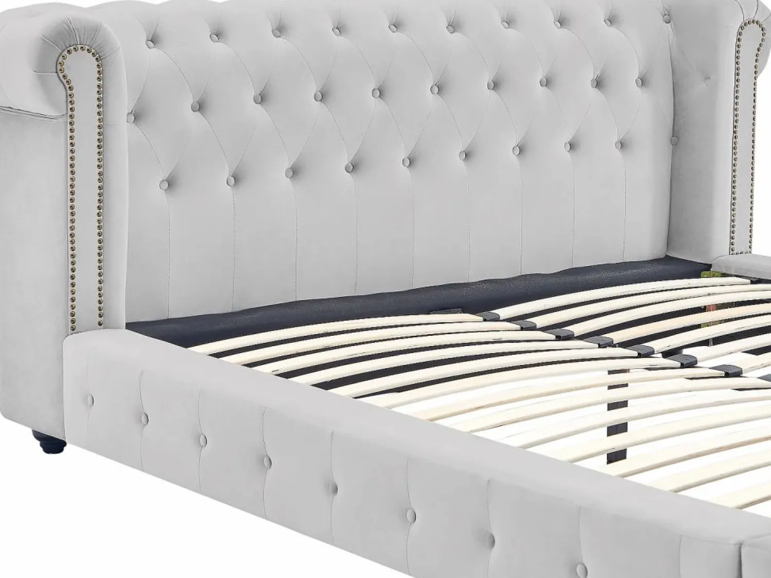Sale Vente-unique Cama chesterfield 160 x 200 cm pana - TONGERLA Gris claro