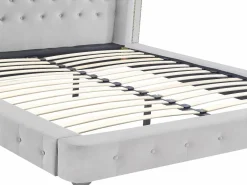 Sale Vente-unique Cama chesterfield 160 x 200 cm pana - TONGERLA Gris claro
