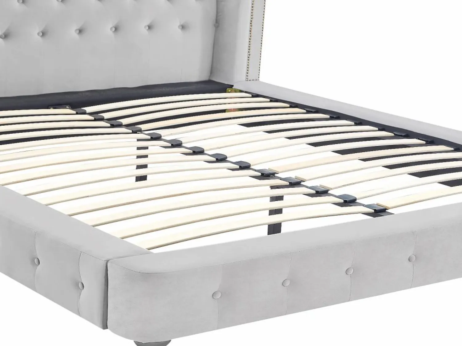 Sale Vente-unique Cama chesterfield 160 x 200 cm pana - TONGERLA Gris claro