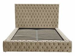 Vente-unique Cama Chesterfield Queen Size con almacenaje en terciopelo gris + colchón - DULENI