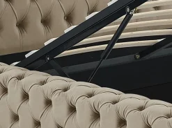 Outlet Vente-unique Cama Chesterfield tamaño queen con almacenaje en terciopelo color - DULENI Topo