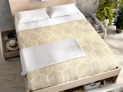 Vente-unique Cama compartimentos 140 x 190 cm color blanco y natural LEANDRE