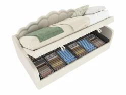 Sale Merax Cama con almacenaje - 90 x 200 cm - sofá cama con LED - sin colchón - terciopelo + MDF - Beige
