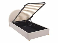 Sale Vente-unique Cama con almacenaje LIRIMO de 90 x 190 cm en tejido bouclé color Crema