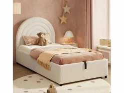 Sale OKWISH Cama con almacenaje 90x200 cm Cama infantil con cabecero y somier - terciopelo bouclé (sin colchón) Beige