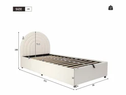 Sale OKWISH Cama con almacenaje 90x200 cm Cama infantil con cabecero y somier - terciopelo bouclé (sin colchón) Beige